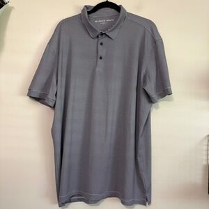 Mizzen+Main Mens XXLarge Trim Fit Performance Polo Shirt Navy White Stripe XXL